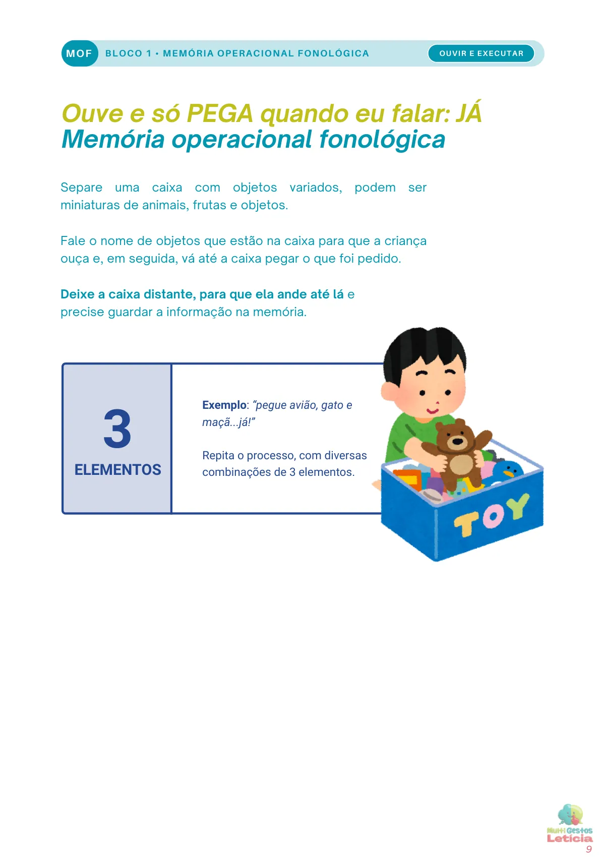 Página de memória operacional fonológica do Caderno Nível 2
