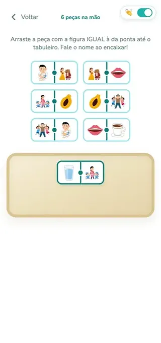 Dominó das palavras no app