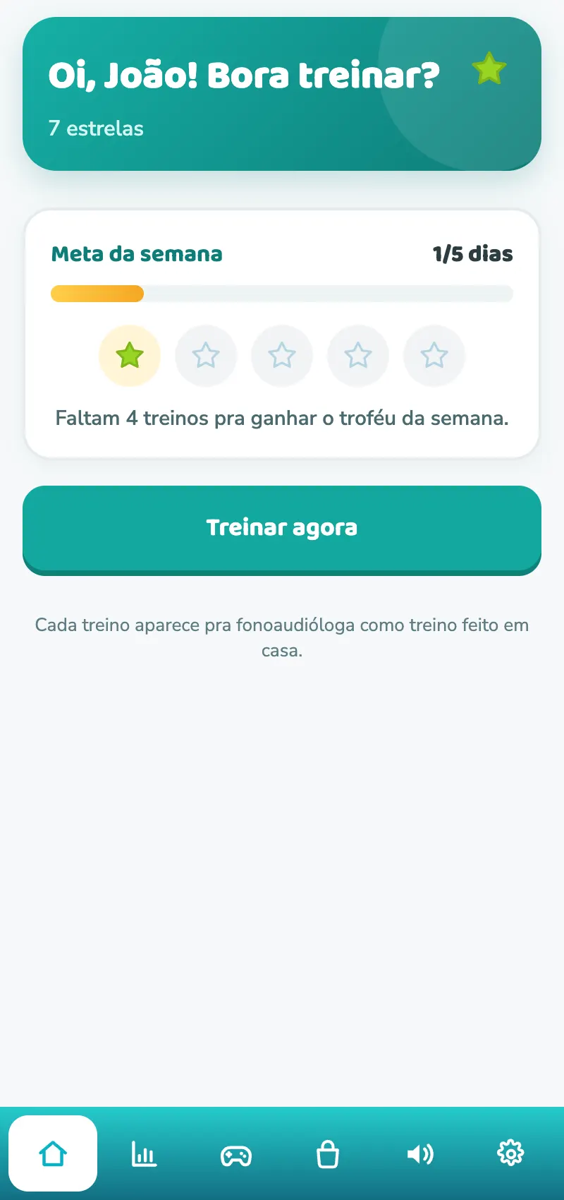 Tela da família: Oi, João! Bora treinar?